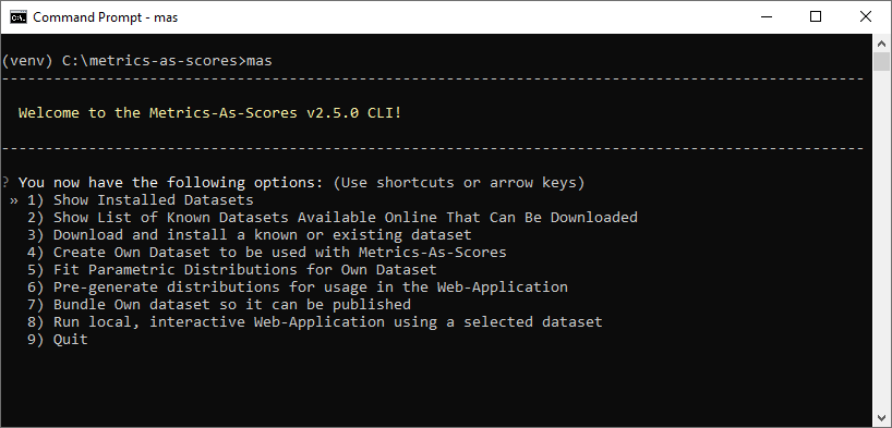 Metrics As Scores Text-based User Interface(TUI).